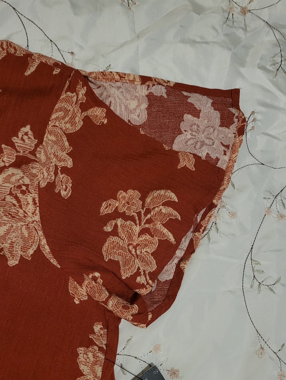 NWT Lulus Heart of Marigold Rust Red Floral Print Wrap Maxi Dress Size Medium - Picture 6 of 14